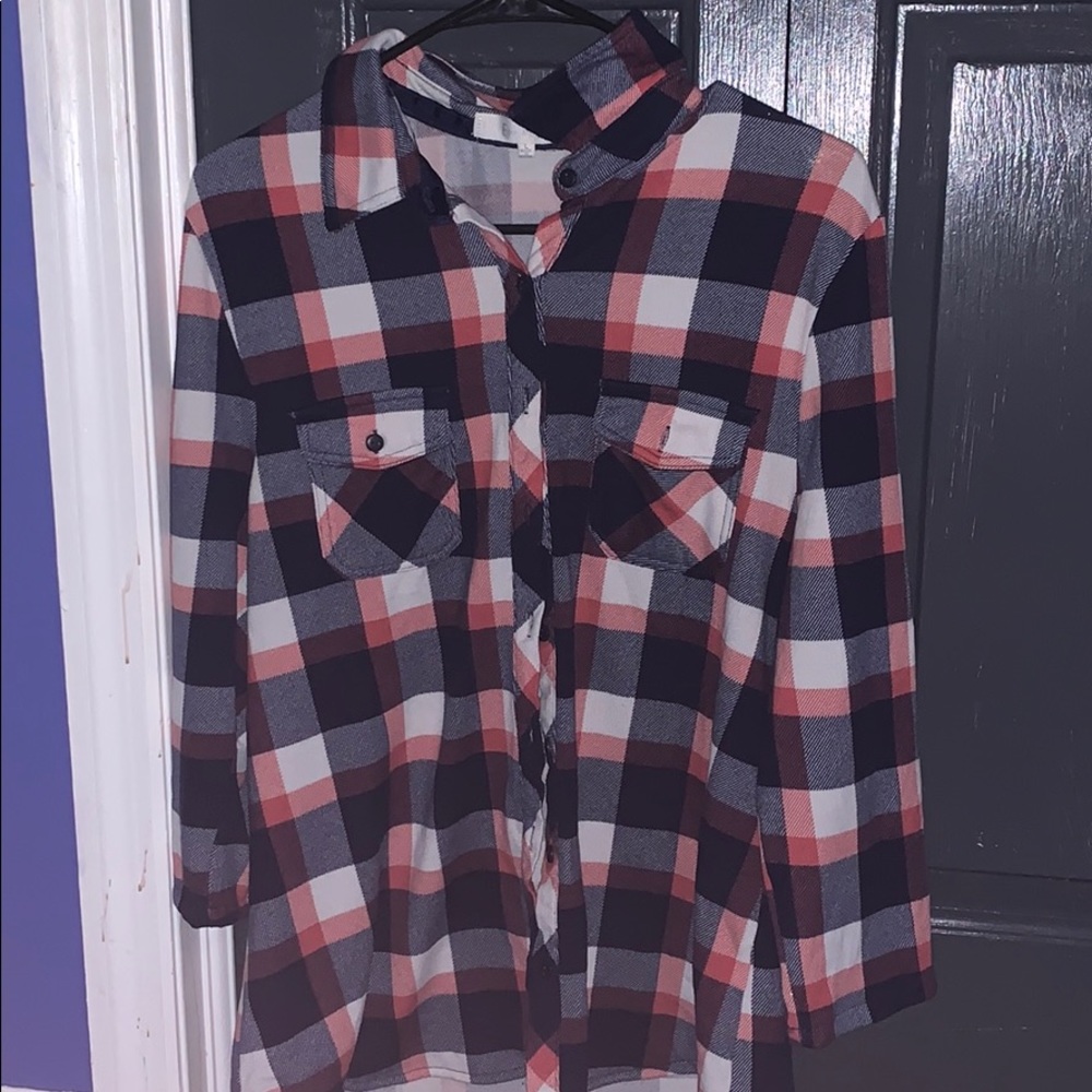 Red, navy, and white flannel